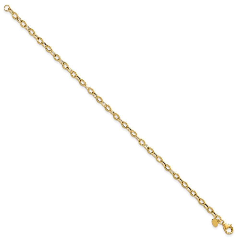 14k Yellow Gold Polished Fancy Flat Cable Link Bracelet - Picture 2 of 6